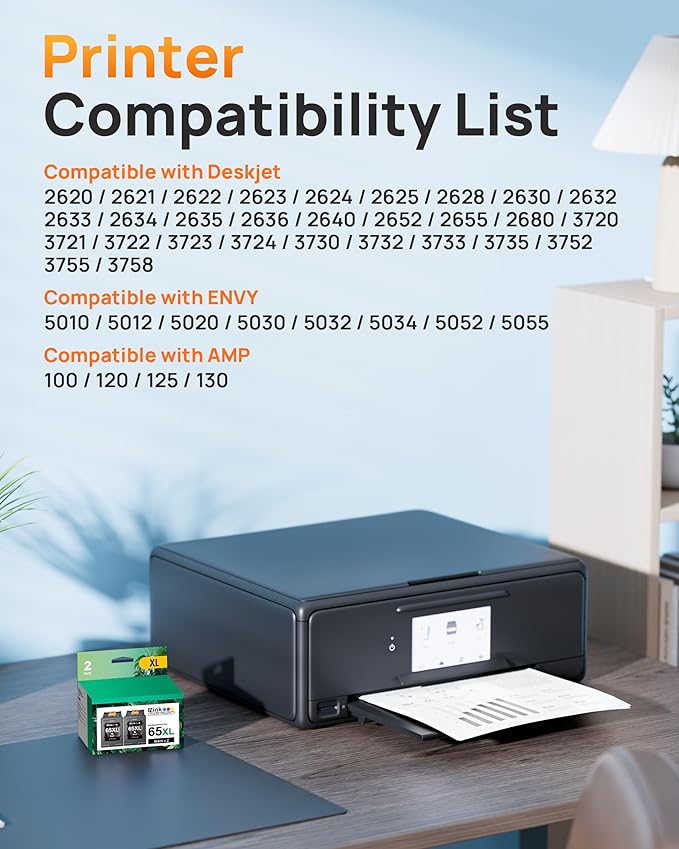 65XL 65 Black Ink Cartridge Ink Cartridge Remanufactured for hp 65 Ink cartridges Black Ink 65 XL 65XL Works with HP Envy 5055 5000 5070 5052 5014 DeskJet 3755 3772 3700 3752 3722 2600 2622 (2 Black)