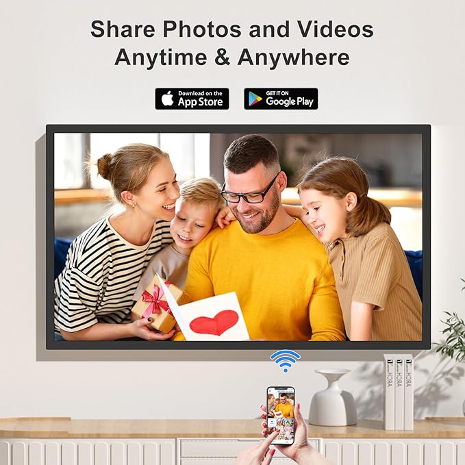 32-Inch FHD 64GB Extra Large Digital Picture Frame - 1920x1080 IPS 1080P Digital Photo Frame, Remote Control, Sync Smartphone Screen, Share Photos Videos via App Email, for Mom Dad