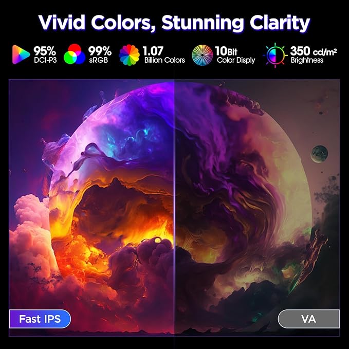 KOORUI 27 Inch Gaming Monitor, 3840 * 2160p Monitor, Dual Mode(UHD 160Hz / FHD 320Hz), IPS Panel, 95% DCI-P3, HDR400, Eye-Care, Height/Pivot/Tilt Adjustability, VESA Mountable，HDMI/DP, G2741L