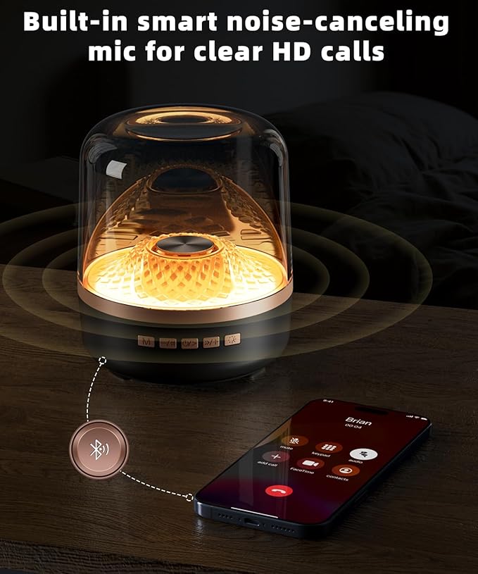 Bluetooth Speaker with HD Sound and Lights, Portable Wireless, Long-lasting battery life, TWS Pairing, for Home/Party/Outdoor/Travel/Beach, Stocking Stuffers, White Elephant Gifts for Adults (Black)