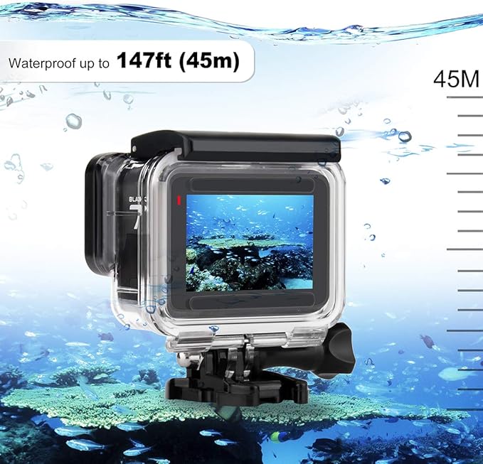 Waterproof Case for GoPro Hero 2018/7/6/5 Black - 45M Underwater Protective Dive Housing Shell for Go Pro Hero7 Hero6 Hero5 Camera with Tripod Bracket Accessories