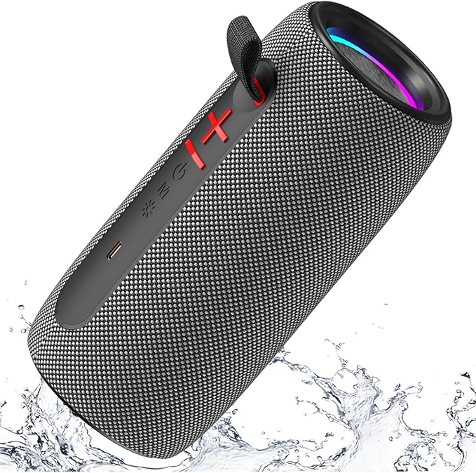 Portable Wireless Bluetooth Speaker: IPX6 Waterproof Audio,fm Radio,Loud USB/TF/AUX Play,LEDlights,TWS interconnected Stereo,Outdoor/Travel/Camping/Riding/Family/Party/Celebration