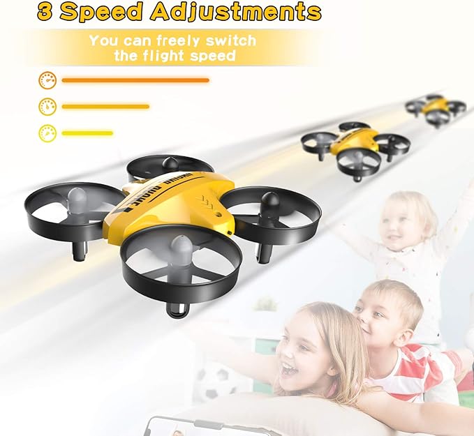 Mini Drone, Hand Operated & RC Nano Quadcopter for Kids & Beginners Indoor, with 3 Batteries, Throw to Go, Flips, Obstacle Avoidance, Children's Day Gift & Christmas Gift for Boys Girls -Yellow