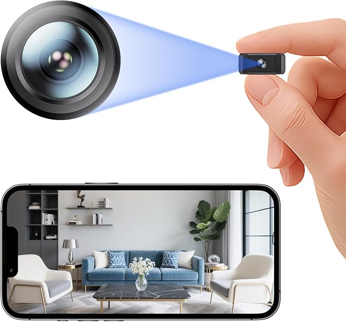 Mini Indoor Wireless WiFi Camera Small Home Security Cameras Tiny Body Small Outdoor Camara Nanny Cam Pet Dog House Security Camaras micro Door Room Cam Clear Night Vision and Motion Detection Monitor