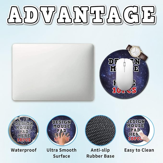 8 Pcs Custom Round Mouse Pad Small, Personalized Cool Mouse Pad with Picture, Customized Small Mousepad, Personalized Gifts for Him, 8in*8in