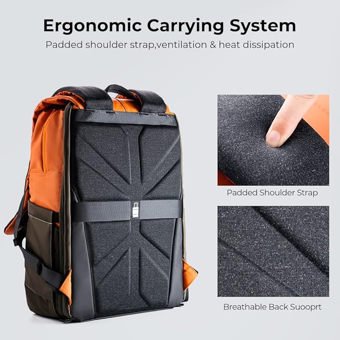 K&F Concept Camera Backpack, Camera Bags for Photographers Large Capacity Camera Case with Raincover,15-15.6 Inch Laptop Compartment Compatible for Canon/Nikon/Sony/DJI Mavic Drone(Backpack 20L)