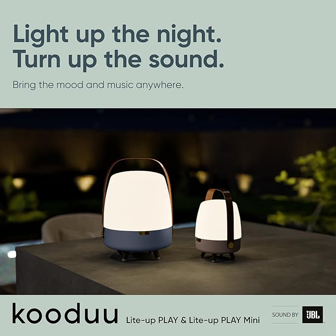 Adesso Kooduu Bluetooth Speaker Lamp – Cordless, Rechargeable Speaker & Lamp for Indoor/Outdoor Use, Sand