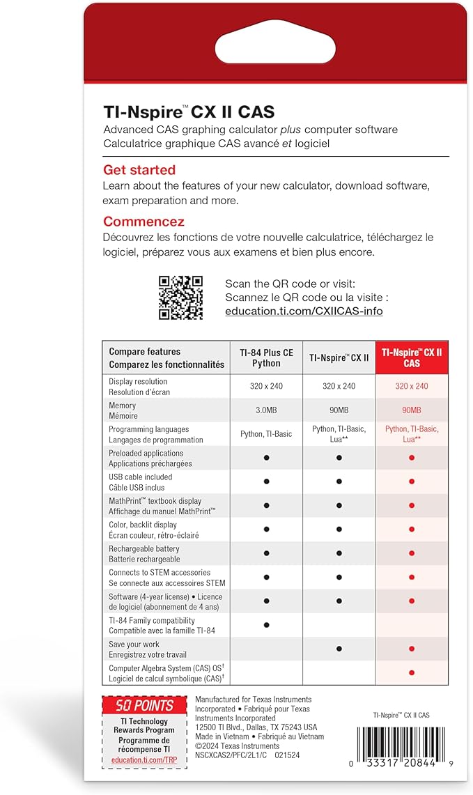 Texas Instruments TI-Nspire CX II CAS Graphing Calculator | Color Screen, 8 Built-in Apps, Python Programming, Included Software, for Math, Science and Finance | Signature Series Power Bundle