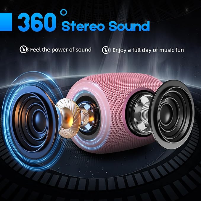 Portable Bluetooth Speaker, BT5.3 Wireless Speaker 20W Bass Diaphragms with Multi LED Light Dynamic Modes, IPX6 Waterproof 16H Playtime supports FM Mode, TF, USB for Home, Cycling, Outdoor, Beach