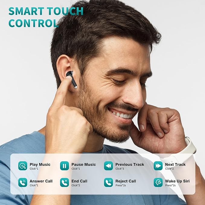 ACAGET Wireless Headphone for Samsung Galaxy S24 Ultra S25 S23 FE S22 S21 Plus Bluetooth 5.3 Earbuds Noise Canceling Earphones for iPhone 16 15 17 Pro Max 14 13 HiFi Stereo Earphone for Galaxy Z Flip