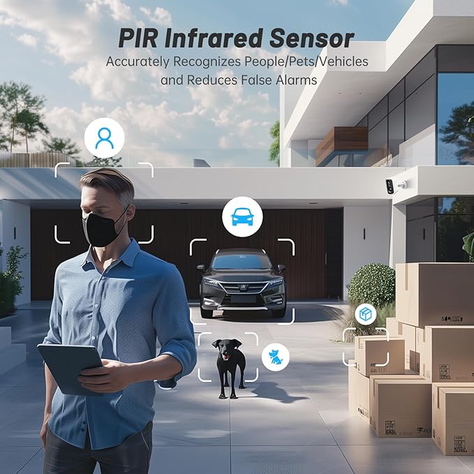 Security Cameras Wireless Outdoor 2 Pack, 2K Battery Powered Cameras for Home Security EseeCloud, 2.4G WiFi Surveillance Indoor AI Motion Detection Color Night Vision 2-Way Talk Waterproof