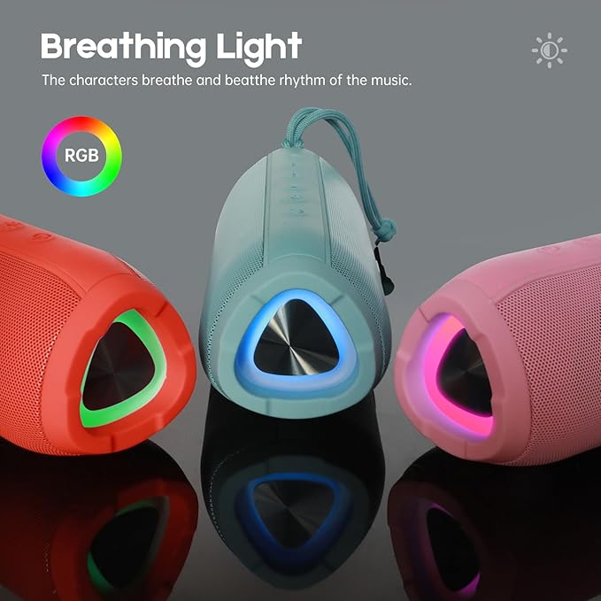 Bluetooth Speakers, Portable Bluetooth Speaker Wireless with 20W Loud Stereo Sound, TWS Pairing, IPX6 Waterproof Shower Speakers, 36H Playtime, RGB Light Speaker, Built-in Radio Mode