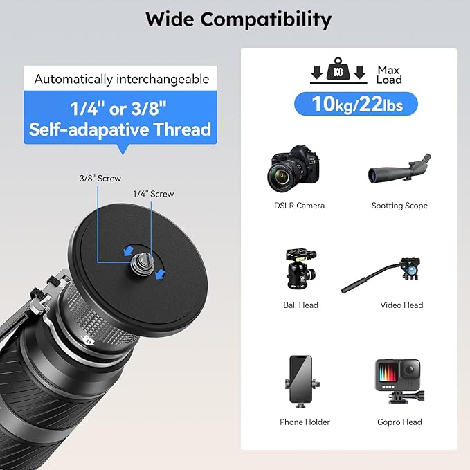 SIRUI Carbon Fiber Monopod, 57" Camera Monopod with Pedal Feet, One-Step Height Adjustment with Twist Lock, Compact & Rapid System for DSLR Camera, Max Load 22lbs/ 10kg, SVM-145P