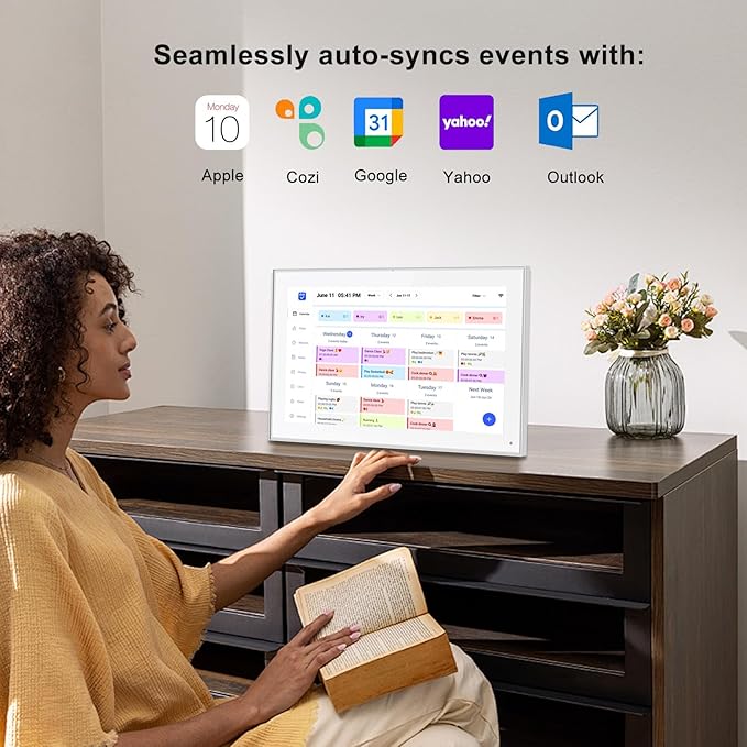 Akimart 15.6 inch Wall Planner Digital Calendar & Chore Chart, Smart Touchscreen Interactive Display for Family Schedules, Hearth Display Digital Calendar, Great for Organizing Your 2025 Year