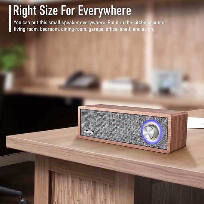 Smalody Wood Retro Bluetooth Speaker, Portable Mini Wireless Bluetooth Speakers, Vintage Wooden Speaker for Room Decoration, Perfect for Cafes, Restaurants, Vintage Coth Stores, Bedroom etc