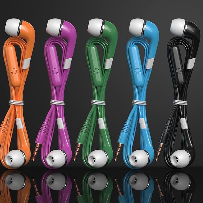 Bulk Earbuds with Microphone 10 Pack, Wired Earbuds Earphones Multicolor Headphones with mic for Kids for School for Classroom Students with 3.5mm Jack