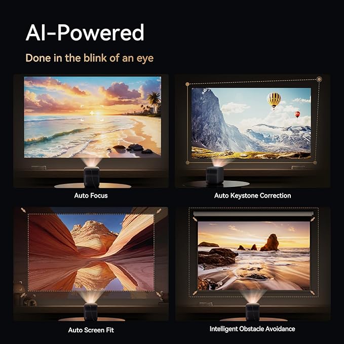 [Google TV/ 1200 ANSI/ HDR 10] Wanbo Mozart 1 Pro 4K Smart Projector with WiFi and Bluetooth. Outdoor & Home Movie Proyector, 20W Speakers, 1080P Auto Focus & Keystone, (2025)