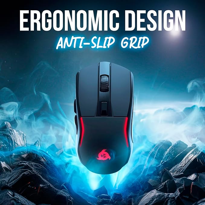 KLIM Blaze Y RGB Rechargeable Wireless Gaming Mouse with Charging Dock - RGB, High-Precision Sensor, Long-Lasting Battery - Up to 6000 DPI - Great PC Gaming Mouse - Wired and Wireless