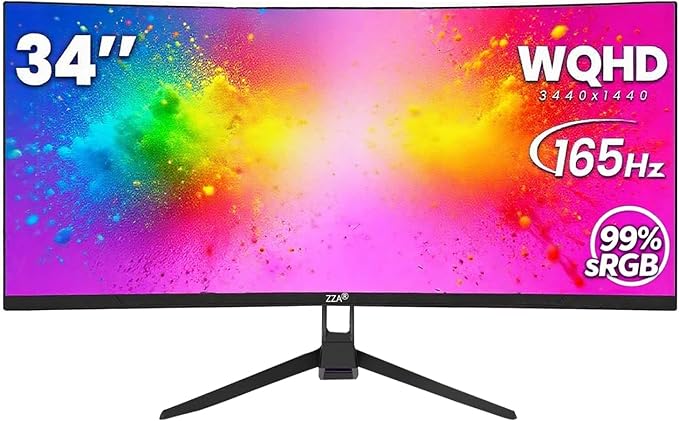 34 Inch Curved Gaming Monitor/WQHD Ultrawide Monitor - Immersive Gaming Experience with 165Hz Refresh Rate, VA Panel, and AMD FreeSync Premium | HDR10 | 99% sRGB | 3440x1440/PBP Mode