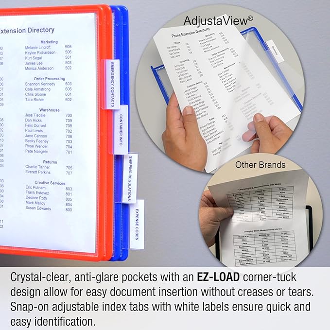 Ultimate Office AdjustaView 10-Pocket Wall Reference Organizer with Easy-Load Pockets and Mounting Screws