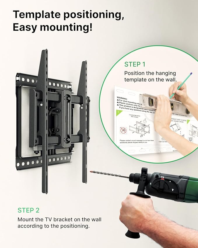 USX MOUNT Full Motion TV Wall Mount for Large TVs 42-95 Inch up to 150 lbs, Wall Mount TV Bracket with Swivel and Tilt, Fits 16",18", 24" Wood Studs, Max VESA 600x400mm Fit 65+ 75+ 85 86 90 TVs XML025