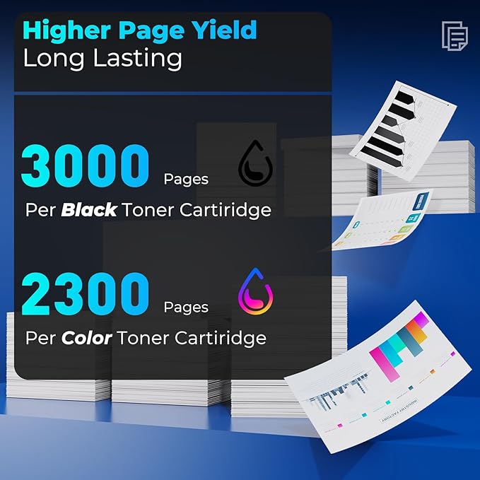 TN229XL Toner Cartridges for MFC-L3780CDW HL-L3280CDW Compatible for Brother TN229XL TN229 Toner for Brother MFC-L3720CDW MFC-L3765CDW HL-L3220CDW HL-L3300CDW HL-L3295CDW, 4 Pack (TN229XLBK/C/M/Y)