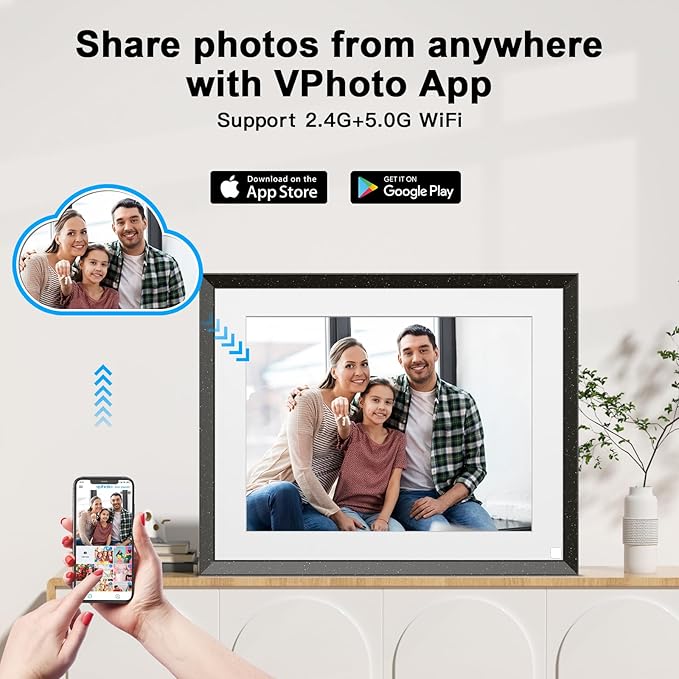 Smart Digital Picture Frame WiFi-Cloud-Photo-Frame - 9.7 inch IPS Touch Screen Digital Frame 32GB, Motion Sensor, Auto Rotate, Full Function, Share Photo Video via App Email Anywhere, Gift for Mom Dad