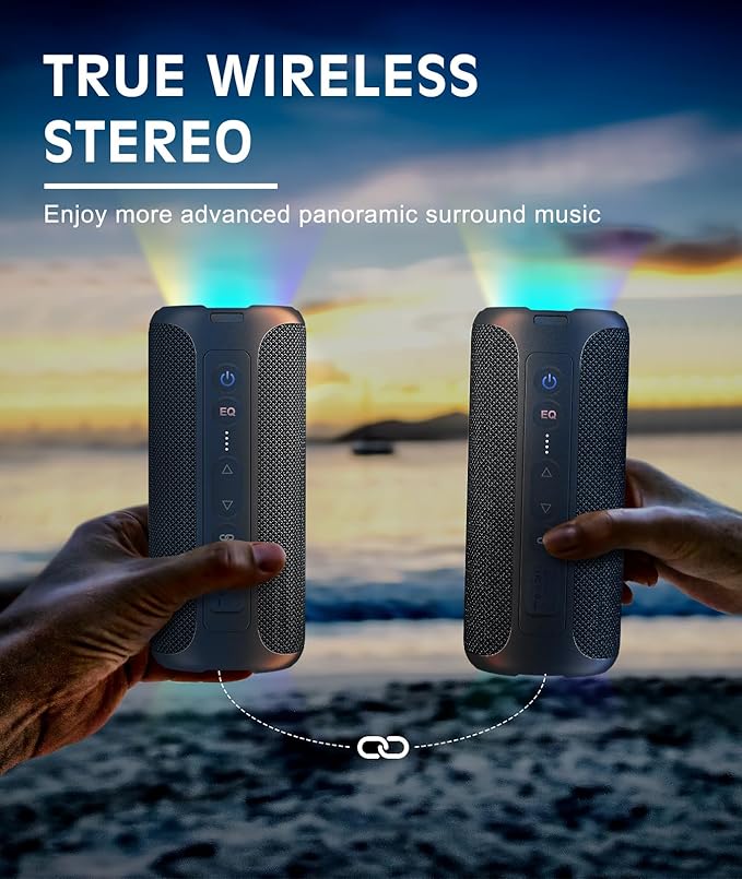 Ortizan Bluetooth Speaker, IPX7 Waterproof, Portable Speakers with HD Sound, Deep Bass, RGB Lights (Notice: X8 Pro Navy and X8 Pro Blue Cannot be paired via TWS Due to Different Bluetooth Versions)