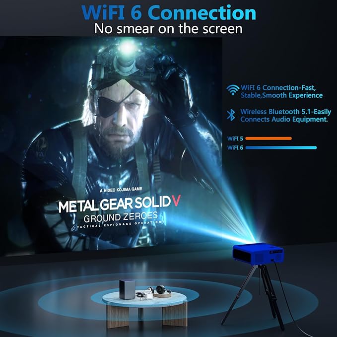 [ 2000 ANSI Auto Focus ] Outdoor Projector 4K with WiFi 6 and Bluetooth 5.2, XNoogo Native 1080P Outdoor Projector, Auto 6D Keystone,50% Zoom,ARC, Home Theater Movie Projector for TV Stick/Phone/PC