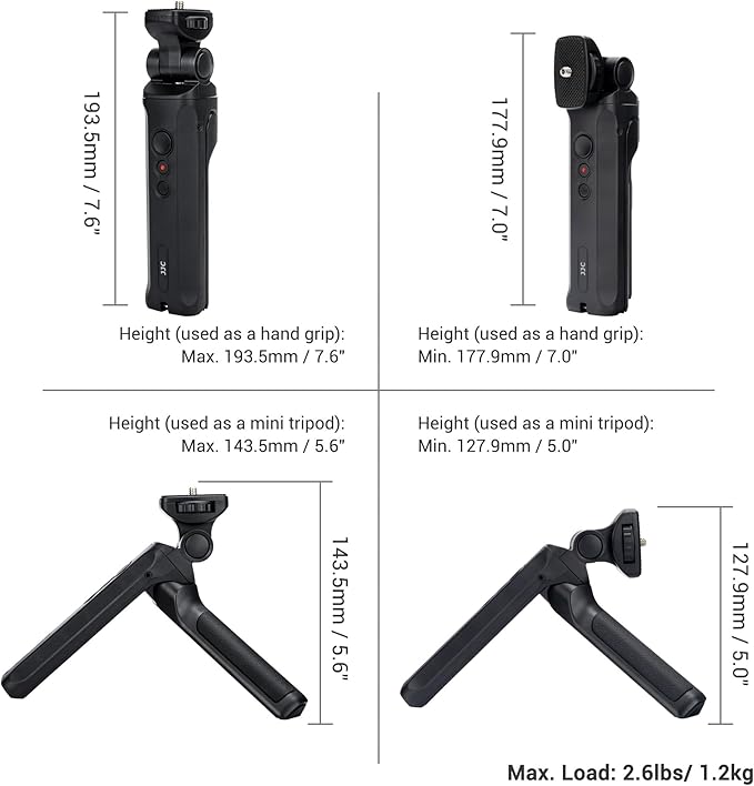 JJC Wired Remote Shooting Grip & Mini Tripod for Panasonic Lumix DC-ZS99 G100D S9 Camera, Replaces Panasonic DMW-SHGR2 Tripod Grip for Selfie Video Recording Vlogging