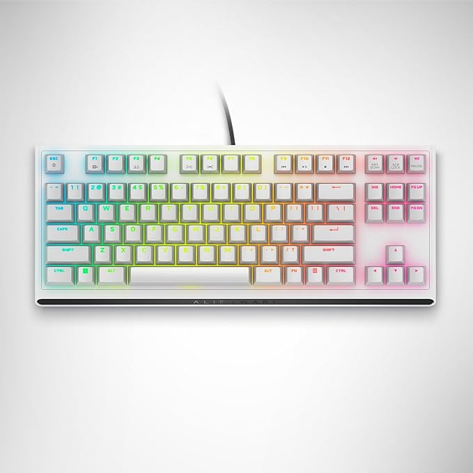 Alienware Tenkeyless Gaming Keyboard - AW420K - Lunar Light - Wired, Programmable, Cherry MX Red, USB, AlienFX RGB / 16.8 Million Colours