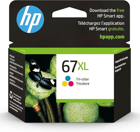HP 67XL Tri-color High-yield Ink Cartridge for HP Printers | Works with Printer Series: DeskJet 1255, 2700, 4100; ENVY 6000, 6400 | Eligible for Instant Ink | 3YM58AN