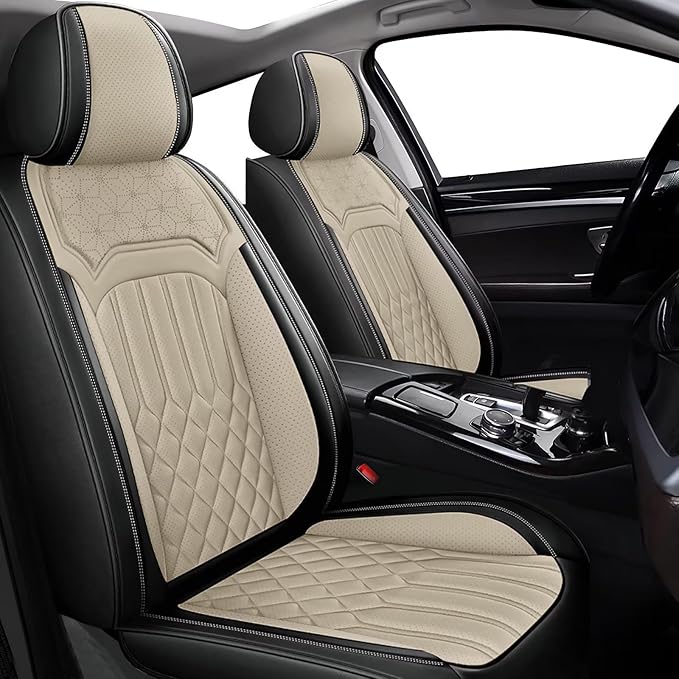 TTX Car Seat Covers Full Set Fit for Kia Sportage 2009-2026 Breathable Leather Seat Protector with Airbag Compatible Automotive 5 Seat Cushions Cover with Beautiful Patterns (Beige)
