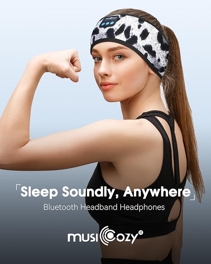 MUSICOZY Sleep Headphones Bluetooth 5.4 Headband, Wireless Music Sleeping Eye Mask Earbuds Earphones for Sports Workout Running Travel Yoga Office Cool Gadgets Unique for Mom Women