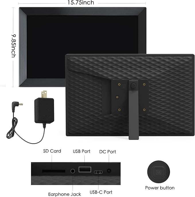 Digital Picture Frame, Frameo 15.6 inch Large Digital Photo Frame WiFi, 1920*1080 IPS FHD Touchscreen, 32GB Storage, Instant Share Pictures Video, Photo Frame Electronic, Gift for Mom, House Warming