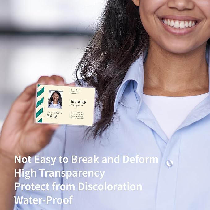 Binditek 200 Pack 5mil Thermal Laminating Pouches, 2.5 x 4.25 Inches Laminating Sheets, ID Badge Without Clip, No Holes, Ultra Clear, HeatSeal, Glossy, for Students and Coworkers