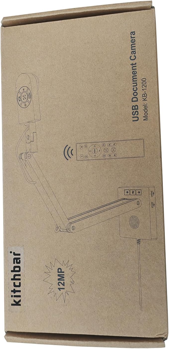 Document Camera for Classroom, USB Camera for Teacher, 12MP & 9X Zoom-in, Move lmage, Mic and Speaker, Mirroring, LED Light, 2 Port HUB, for Remote Learning, Painting, Live Demo (with Remote)