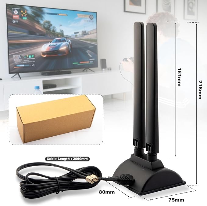 WiFi 6 6E Tri-Band 6GHz 5GHz 2.4GHz Magnetic Base External Replacement WiFi Antenna for PC Desktop Computer Asus Rog Strix Gigabyte Aorus Gaming WiFi Motherboard Card, Kaunosta