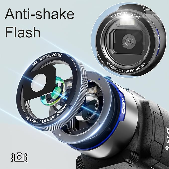 5K Camcorder Video Camera 48MP - WiFi, 3" 270° IPS Screen, 16X Zoom Autofocus & Anti-Shake, with 32GB Card & Mic, 2 Batteries, Vlogging Camera Recorder for YouTube Photography (Black)