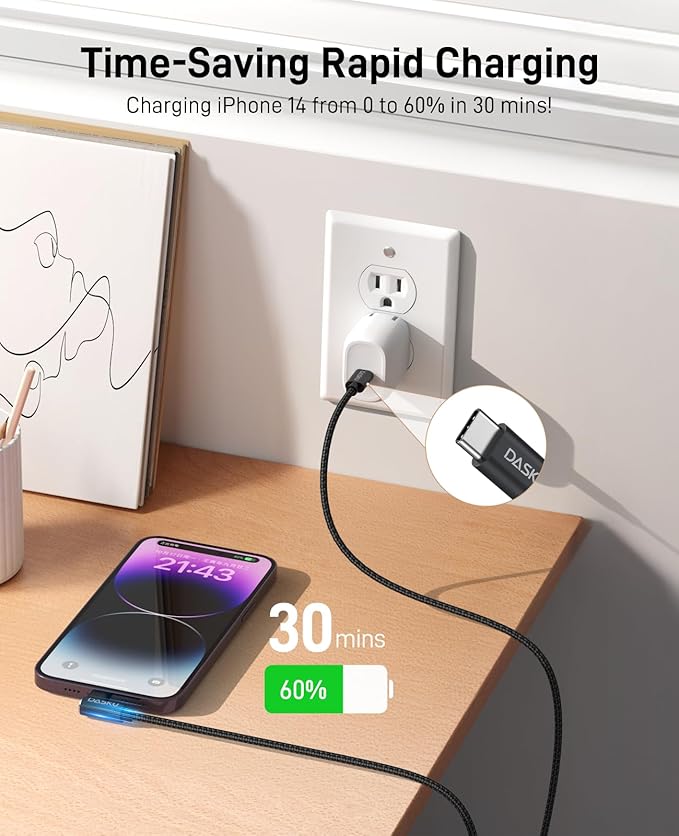 USB C to Lightning Cable for iPhone 2Pack 6FT Right Angle 90 Degree Charging Cable Long Nylon Braided USB C iPhone Charger Compatible with iPhone 14/13/Pro/ 12/Max/11/XS/XR/8/Plus