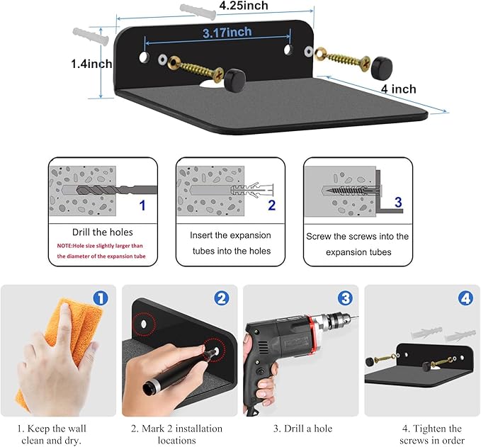 Metal Speaker Wall Mount - 4.25" Smart Device Holder for Google Nest Cam, Echo Dot, Small Speakers, Baby Monitor, Alexa (4.4lbs Capacity,1 Pack)