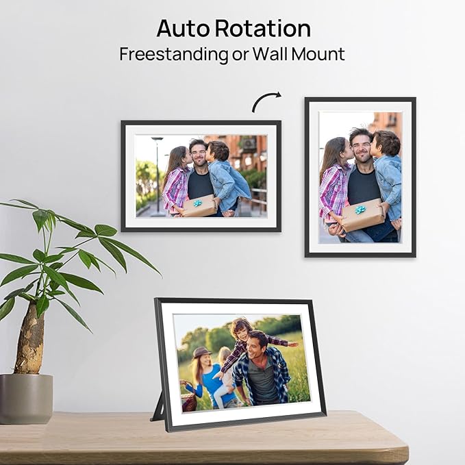SSAWiFiFrame 10.1 Inch Smart WiFi Digital Photo Frame 1280x800 IPS LCD Touch Screen, Auto-Rotate, 32GB Storage, Share Moments Instantly via App or Email from Anywhere, Music, Calendar, Weather, Clock