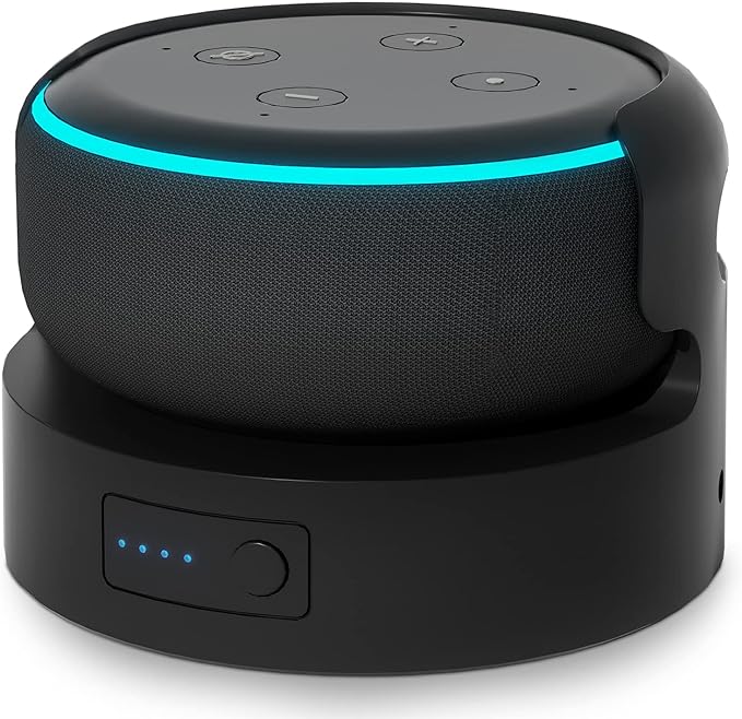 Battery Base for Echo Dot 3rd Gen Battery Stand Portable Charger for Dot 3rd and Google Mini 2 Back up Battery 8 Hours Play time, Not Include dot Speaker (Black 5200)…