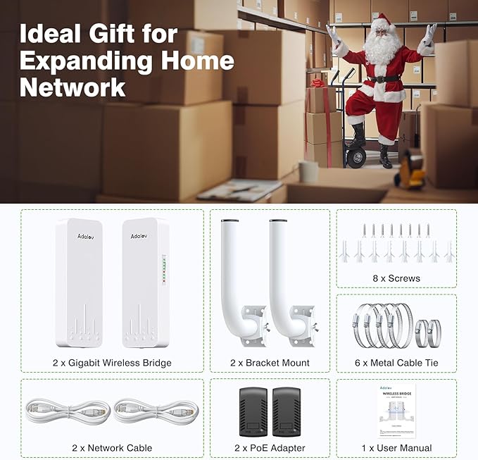 Wireless Bridge, 3KM 5.8G Point to Point Outdoor CPE, Long Range WiFi Bridges for PtP/PtMP with 14DBi High Gain Antenna for Network Sharing,Network Extend,Starlink Network Extend (CPE660)