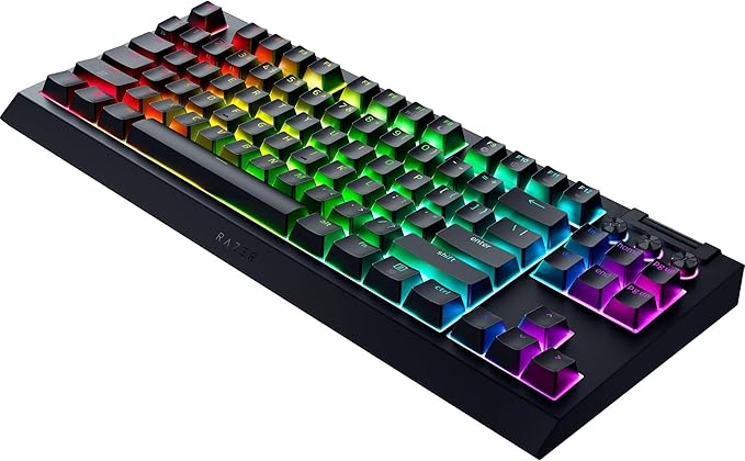 Razer BlackWidow V4 TKL HyperSpeed Wireless Hot Swappable Gaming Keyboard: Orange Tactile Switches - Wireless & Bluetooth - Multi-Function Roller & Control Buttons - Chroma RGB - Long Battery Life