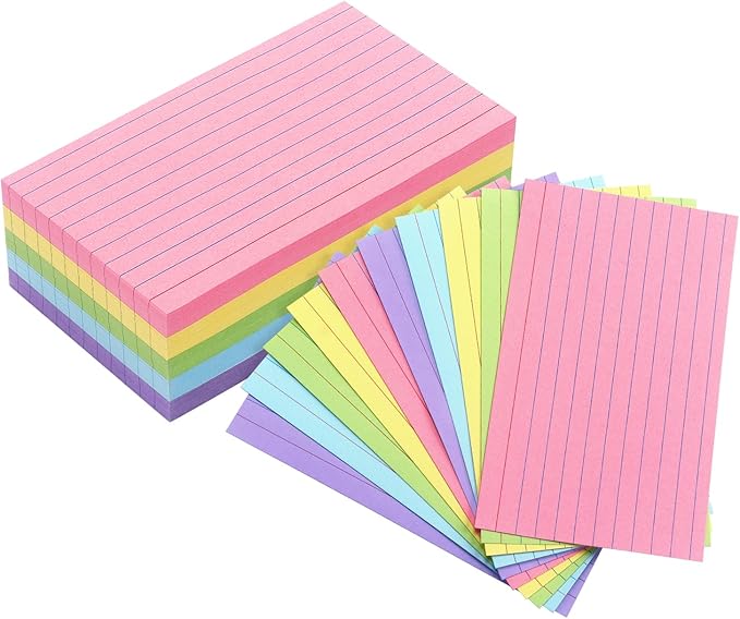 Tamaki Colored Index Cards 3 X 5, Flash Cards Ruled Note Cards for School, 200 Count, Home and Office Flash Cards for studying