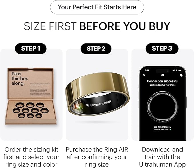 ULTRAHUMAN Ring AIR – Sleep and Fitness Tracker, Smart Ring for Men and Women, No app fee for Standard Features, Up to 6 Days Battery Life (Size 7)