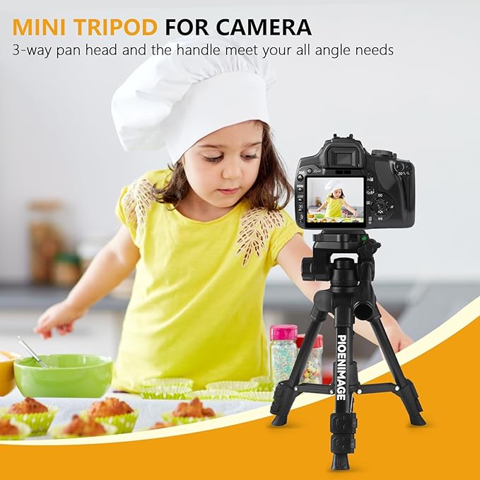25 inch Mini Tripod for Camera, Small Tripod for Camera and Phone, Travel Stand for Photography, Video Recording, Compatible with DSLR, Smartphone, Spotting Scopes