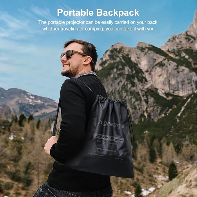 [Electric Focus]Projector with WiFi and Bluetooth, Native 1080P 15,000 Lumens 4K Supported, Agreago Outdoor Movie Projector for Home Theater UP to 300", for iOS/Android/Laptop/TV Stick/HDMI/USB