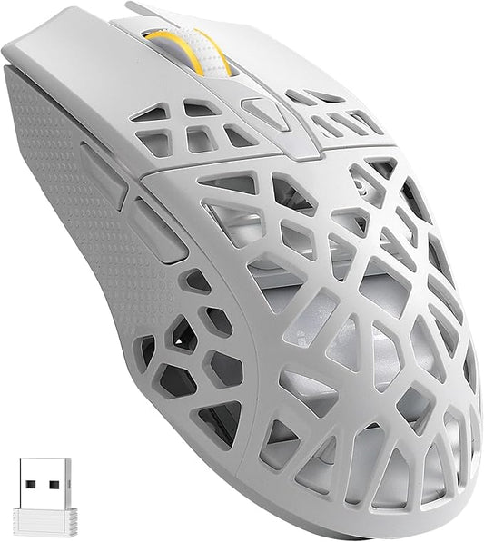 LTC GM023 Tri-Mode Wireless Gaming Mouse, 79g Ultra-Light Honeycomb Ergonomic Gaming Mouse, 2.4Ghz/BT/Wired, 6-Level DPI 4800, 6 Programmable Buttons, Pro Software